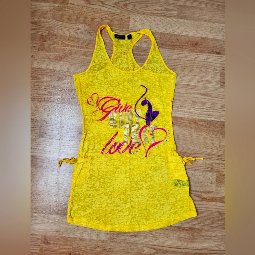 Yellow Tank Top with Graphic Design